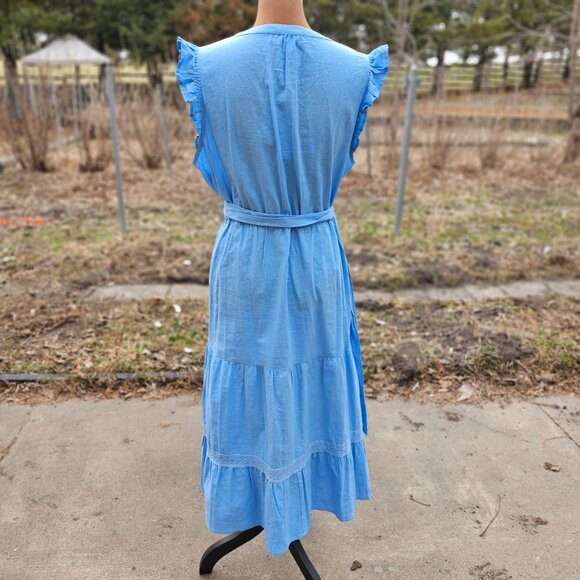 NWT Adyson Parker Blue Midi Dress Sleeveless Size Large - Picture 7 of 12